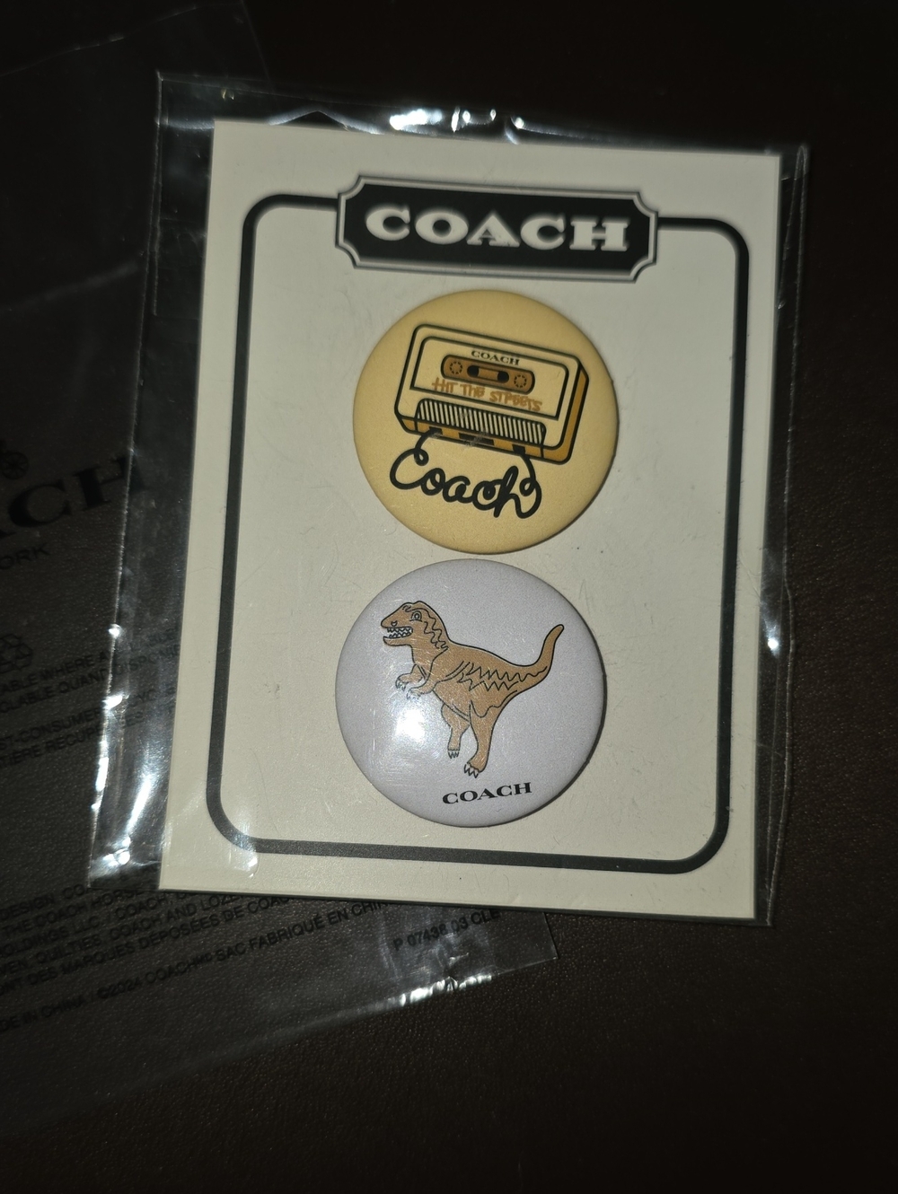 COACH Yellow Cassette & White Rexy Brooch/pins New